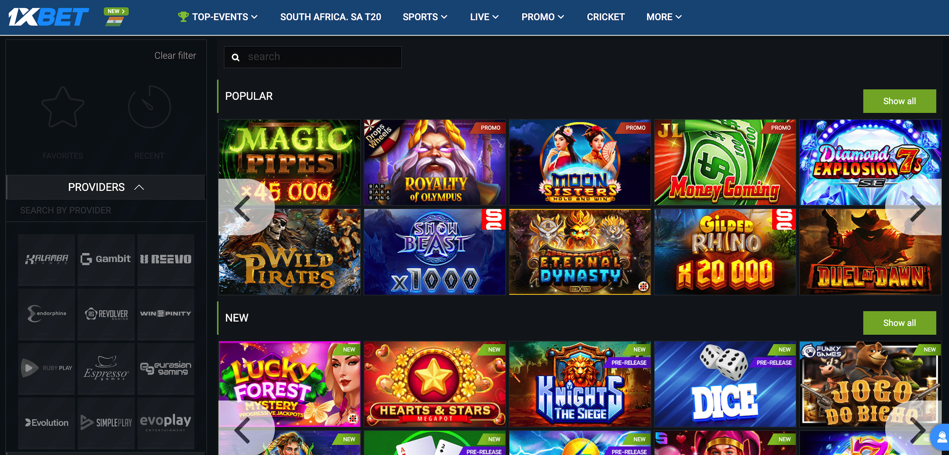 1xbet casino jeux